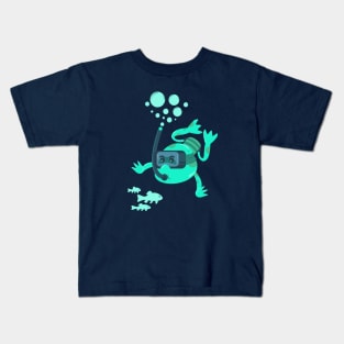 Diving frog illustration Kids T-Shirt